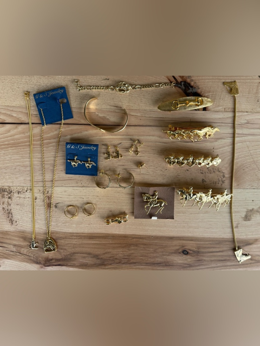 Gold Tone Horse & Equestrian Jewelry Set - Multiple Pieces